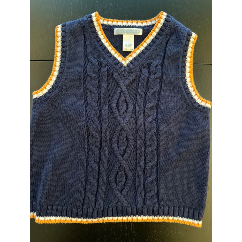 Janie and Jack Toddler Cable Knit Sweater Vest 18-24m Navy Baby Tennis Prep‎